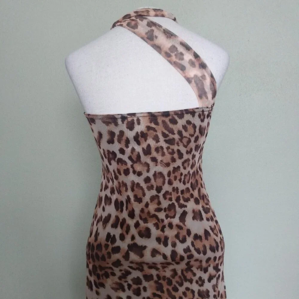PrettyLittleThing Leopard Print Bodycon Mini Dress Size 8 - Picture 2 of 5